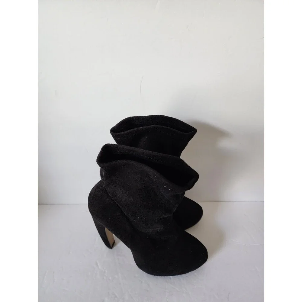 Asos womens Black Booties Platform boots Curve Heel size 5 Faux Nubuck